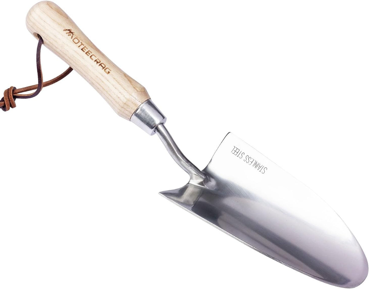 Heavy Duty Garden Trowel Stainless Steel Hand Shovel with Comfortable Grip Wood Handle for Digging, Weeding and Transplanting