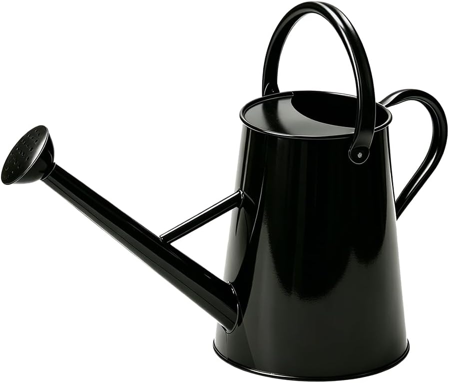 1.5 Gallon Metal Watering Can for Outdoor Plants, Large Watering Can, Black