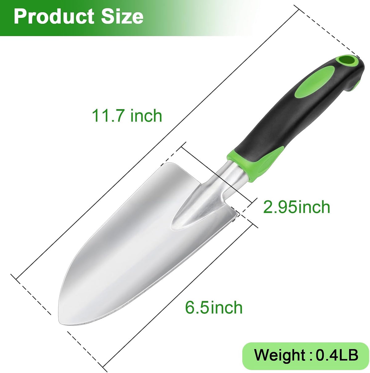 Garden Shovel Hand Trowel, Heavy Duty Hand Shovel, Green