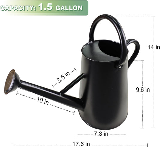Watering Can for Outdoor&Indoor Plants,1.5 Gallon,Black