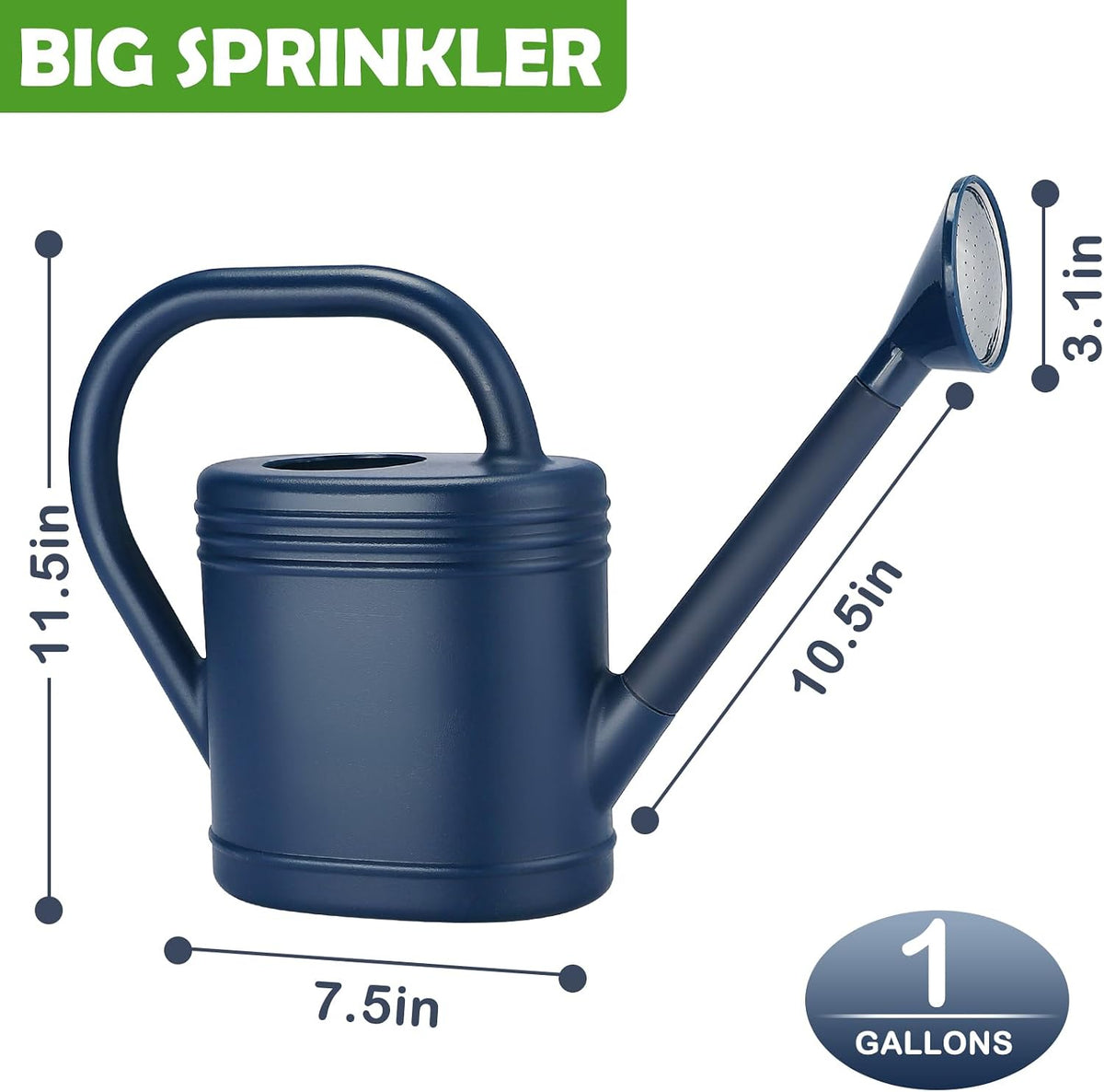 1 Gallon Watering Can for Indoor Plants, Garden Watering Cans for Outdoor Plant House Flower, Modern Plant Watering Can Large Long Spout with Sprinkler Head