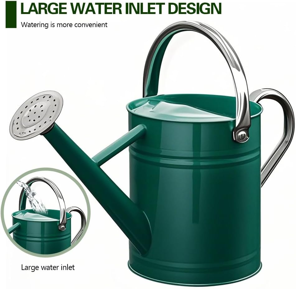 Metal Watering Can for Outdoor Plants, Watering Can Decor 1 Gallon (Green)