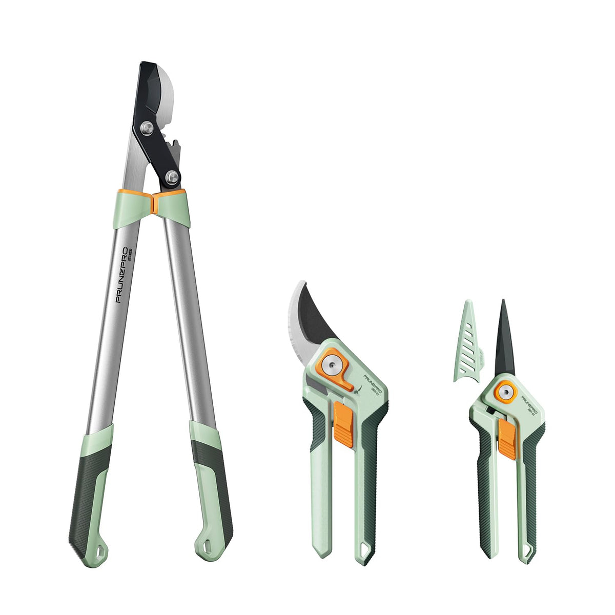 PrunePro® 3 Piece Garden Shears Set | 8" Pruning Shears 27" Lopper Extendable Hedge Shear Stainless Steel Ultra Sharp Teflon Coated Arthritis Friendly Effortlessly Prunes for Branches Bushes