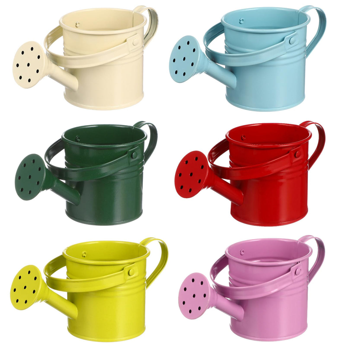 Kids Watering Can Metal Small Watering Can for Indoor Plants, Iron Mini Water Bottle for Garden Yarde Home Plants Flower Bonsai Pots (Red and Light, 2PCS)