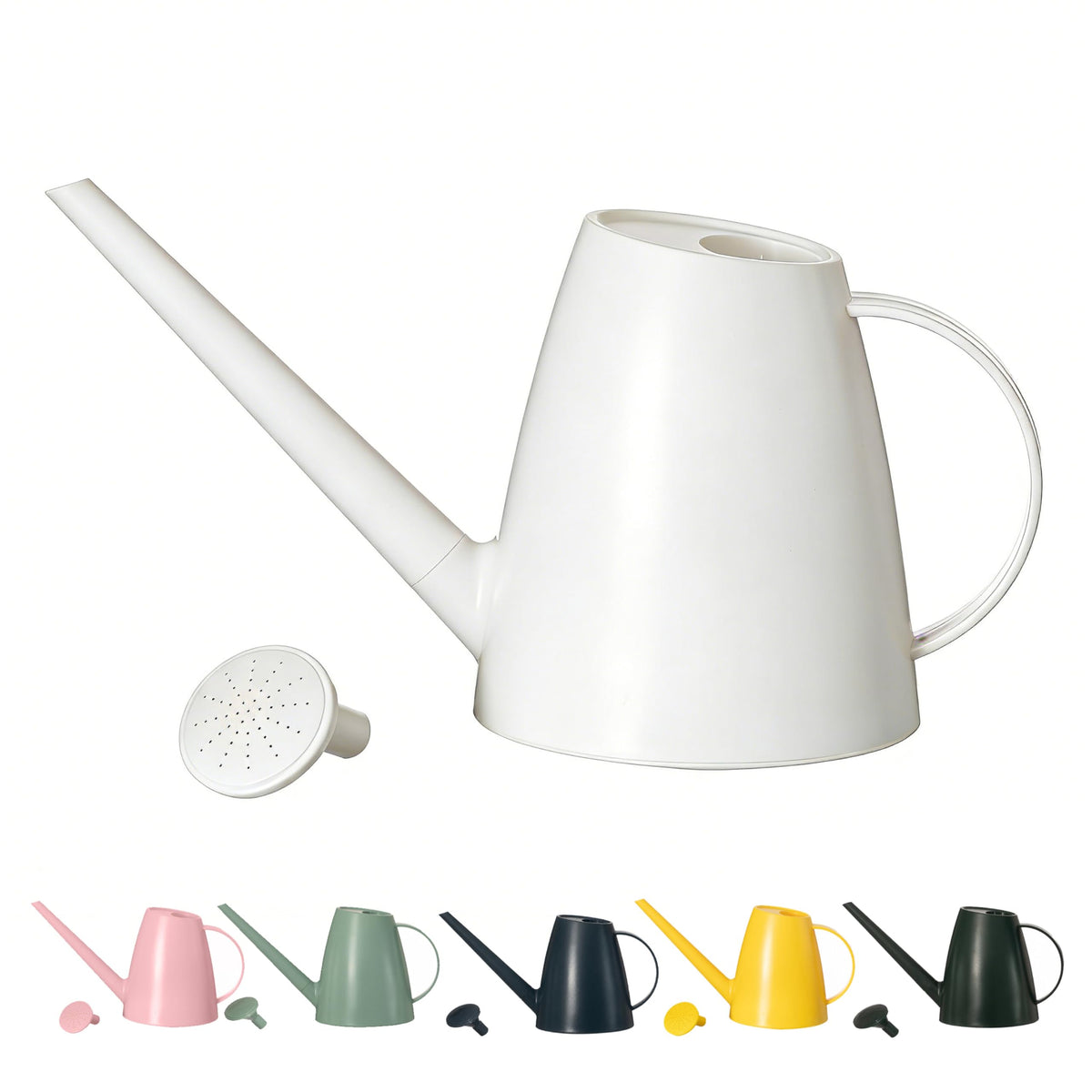 Modern 1.8 Liter Plastic Watering Can with Detachable Spout and Sprinkler Head, Designed for Controlled Pouring and Easy Handling, White