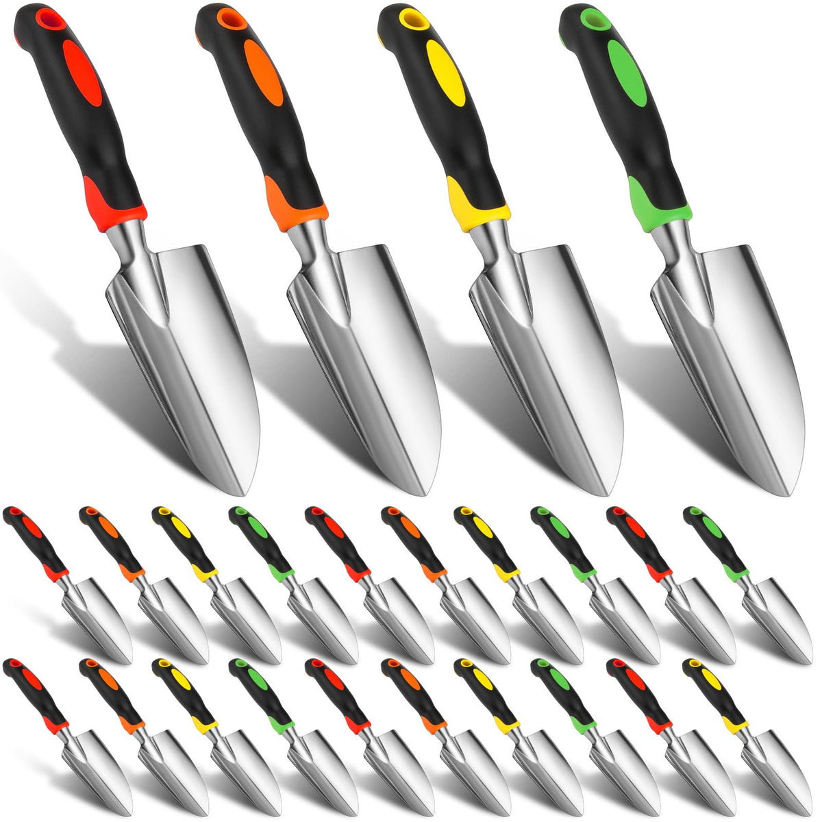 Product Image Yaocom Garden Shovel Aluminum Alloy Heavy Duty Trowel Garden Tool Small Shovels for Digging Metal Hand Trowel Spade with Soft TPR Handle for Lawn Yard Farm Home Shop Planting(12 Pcs)