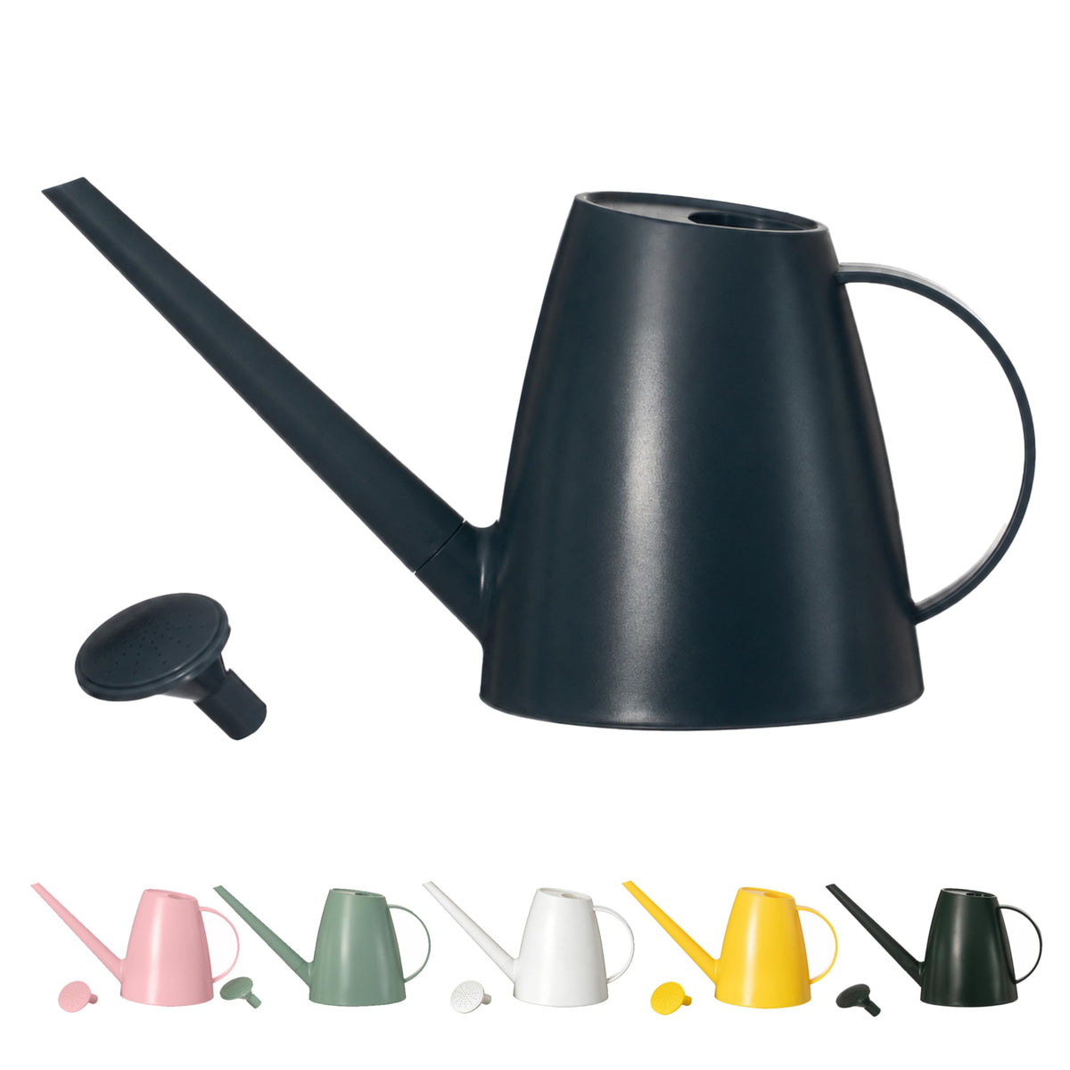 Modern 1.8 Liter Plastic Watering Can with Detachable Spout and Sprinkler Head, Designed for Controlled Pouring and Easy Handling, White