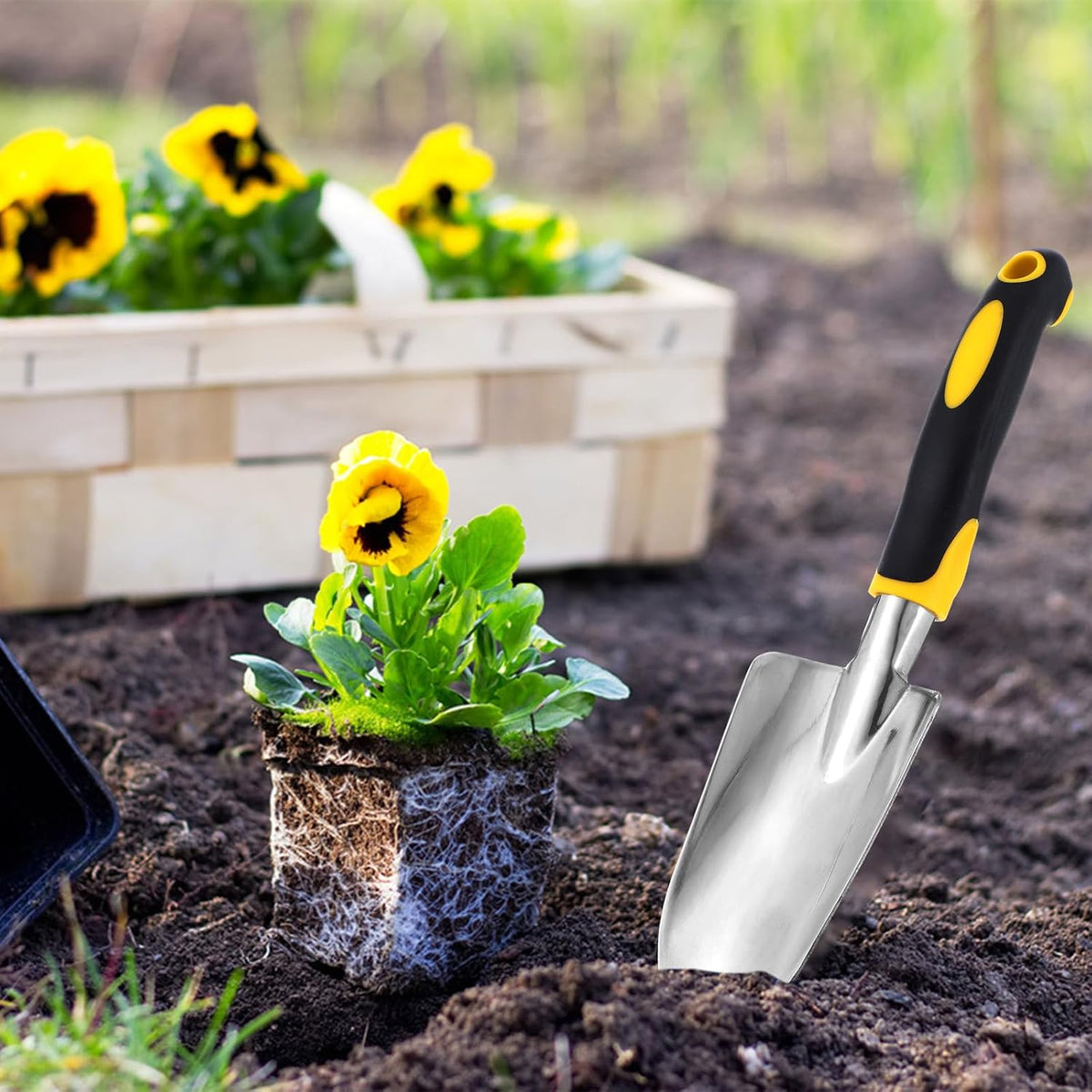 8 Pcs Garden Shovel Aluminum Alloy Heavy Duty Trowel Garden Tool Small Shovels for Digging Metal Hand Trowel Spade with Soft TPR Handle for Lawn Yard Farm Home Shop Planting