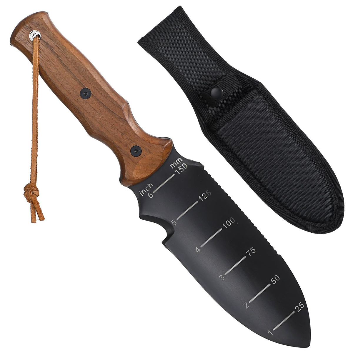 Stocking Stuffers for Men Women Kids, Hori Hori Garden Knife, Garden Tools for Weeding Digging Planting with 7" Stainless Steel Blade,Dual-Scale Measurement,Hanging Hole, EDC Sheath