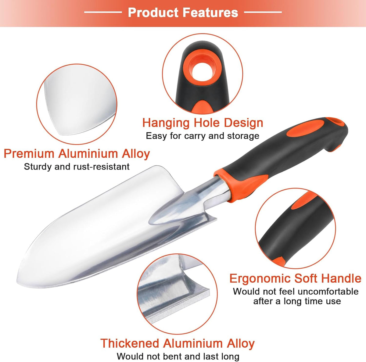 Garden Shovel Trowel Garden Tool Set, 2 Pack Wide Garden Trowel Hand Shovel