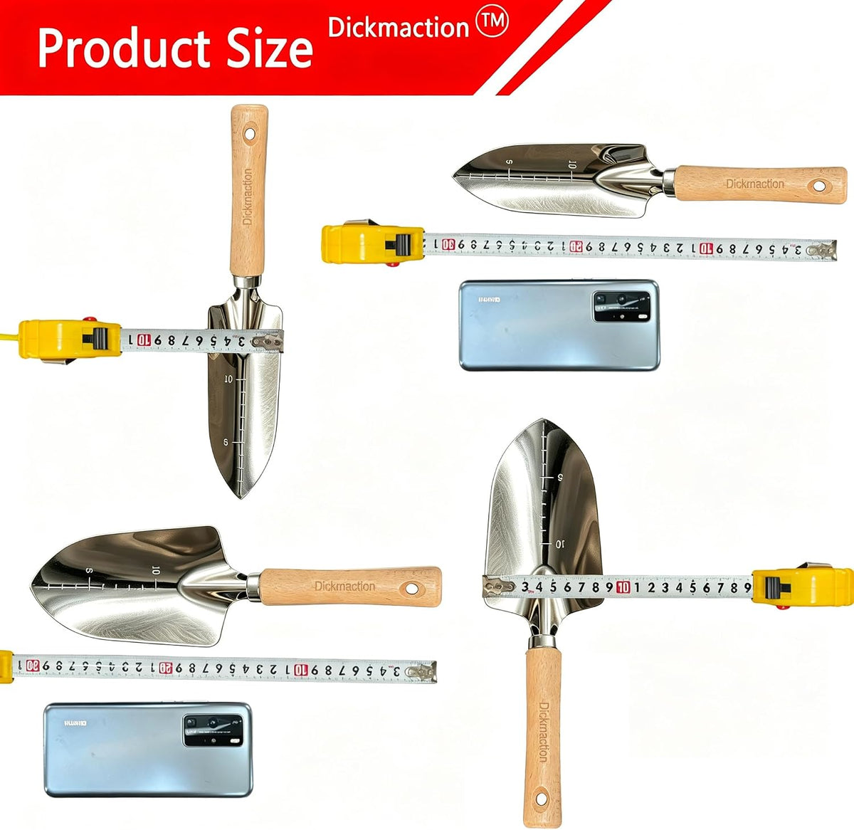 2 Pack Stainless Steel Garden Trowel Set with Marks for Digging Planting
