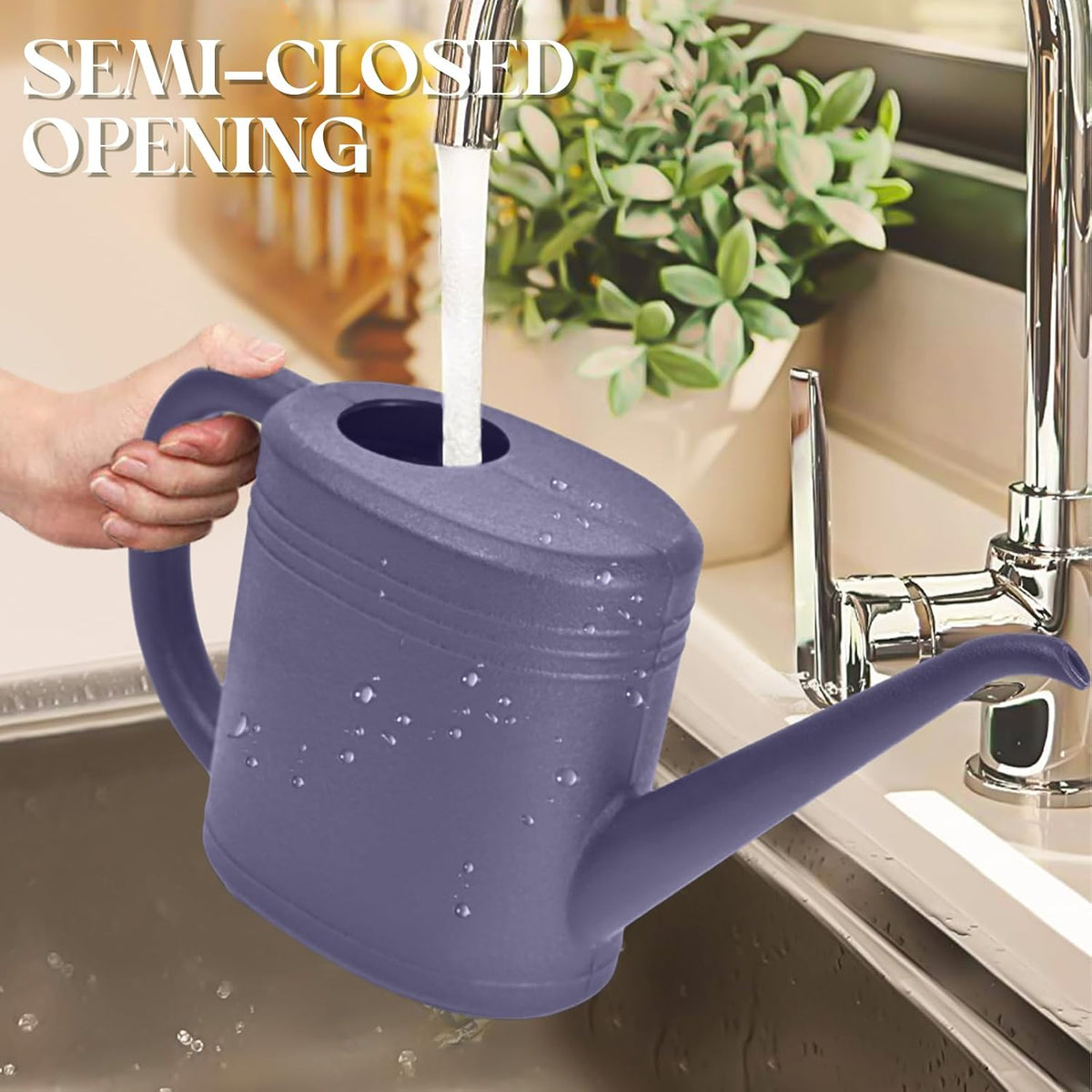 Grip Watering Can for Garden Indoor Plants Outdoor Plant House Flower - 1/4 Gallon - Purple