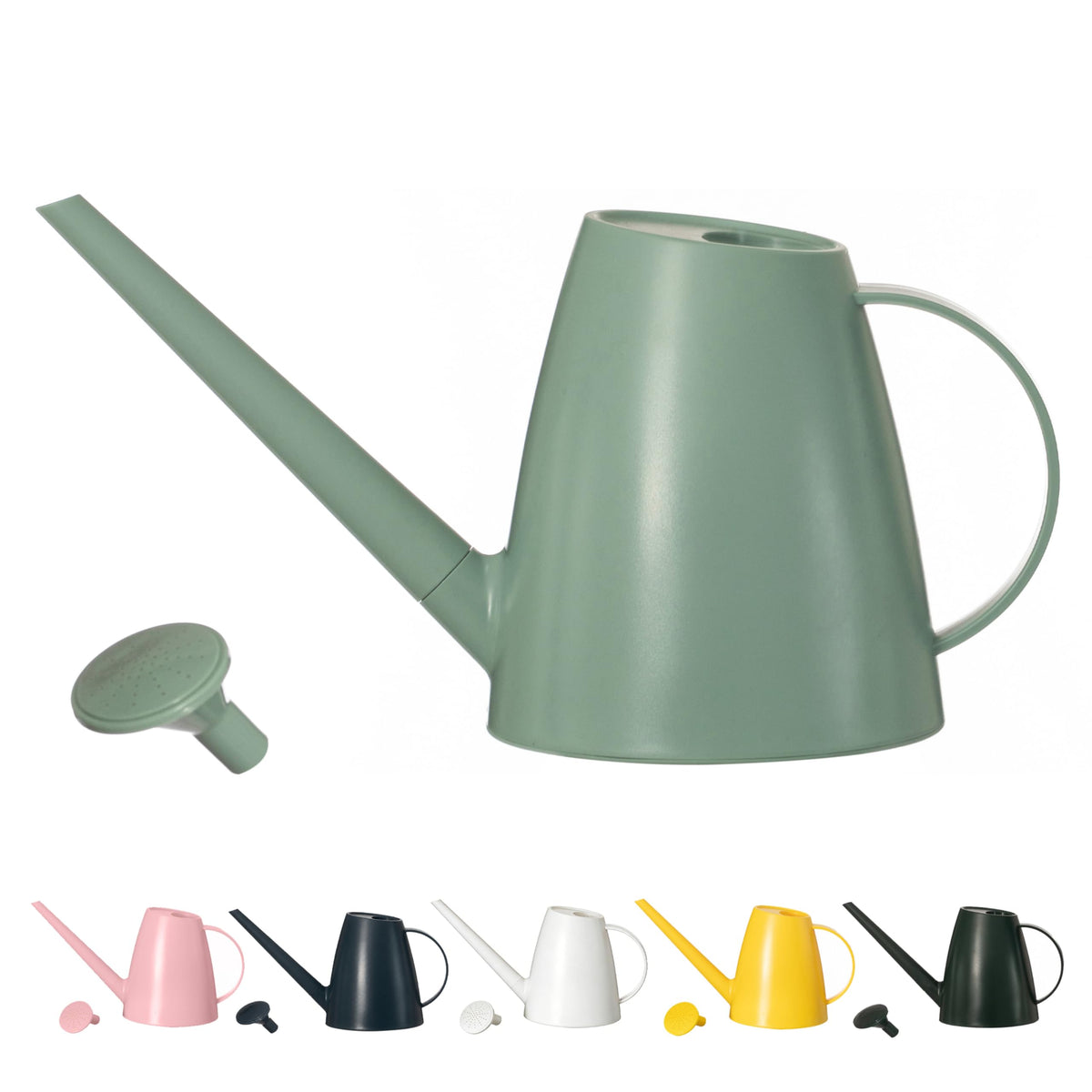 Modern 1.8 Liter Plastic Watering Can with Detachable Spout and Sprinkler Head, Designed for Controlled Pouring and Easy Handling, White