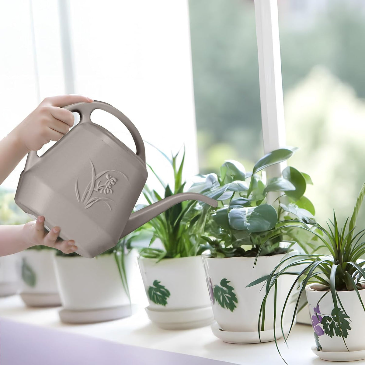 Plastic Watering Can -Coffee Color - 1 Gallon