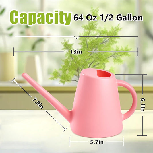 ZXJ Plant Watering Cans for Indoor and Outdoor Home Garden Plants - with Long Spout - Pink - 1/2 Gallon