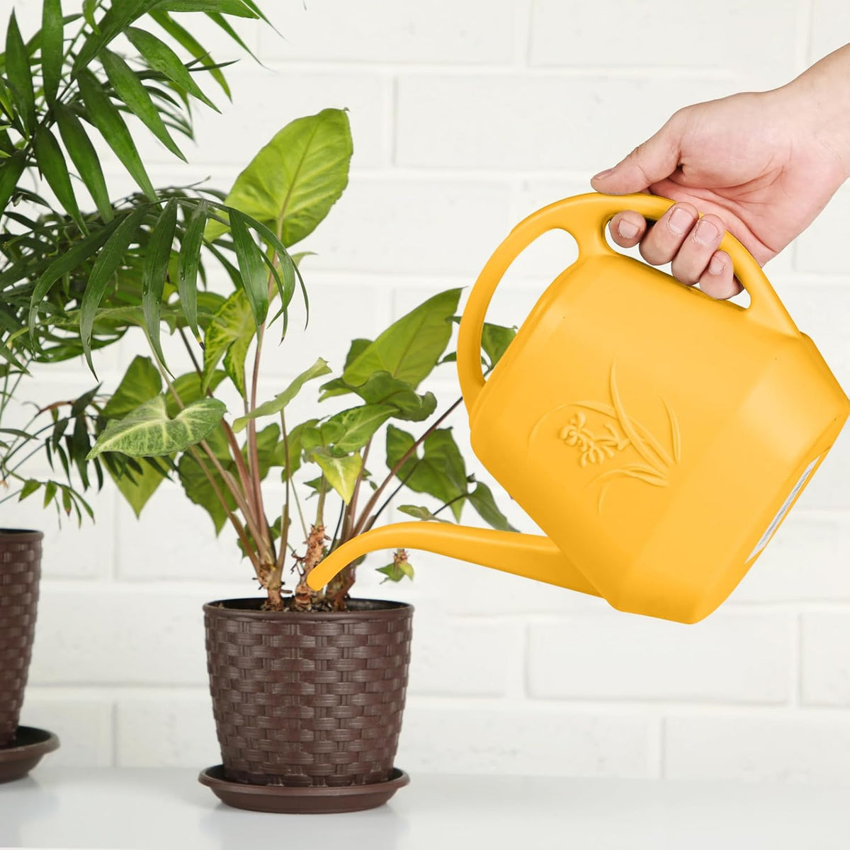 Watering Can - for Home Plant Garden Grip - 1 Gallon - Orange