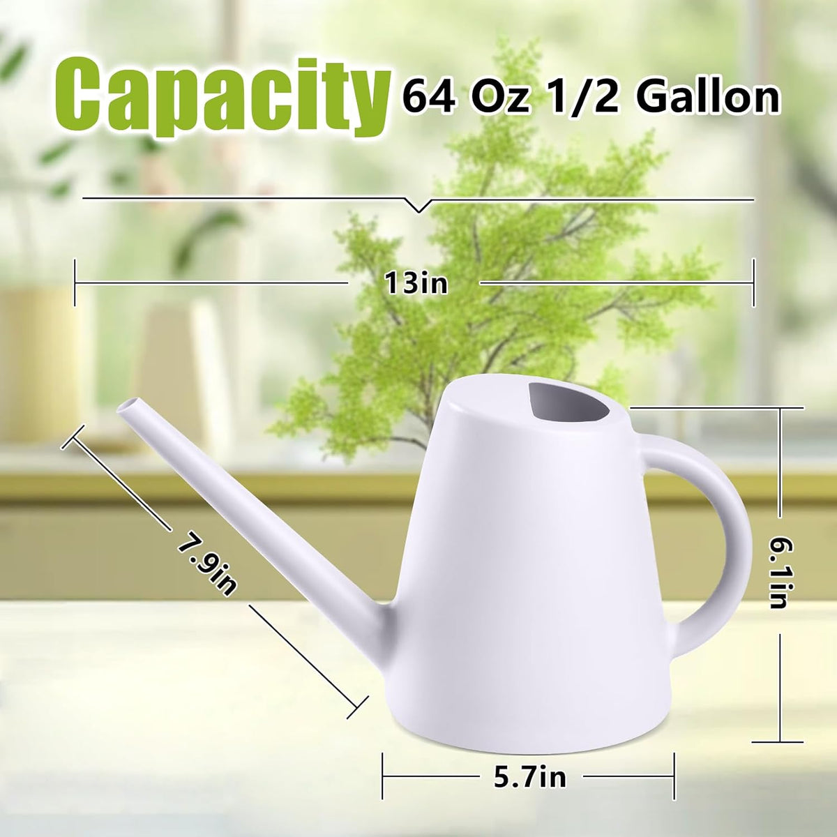 Plastic Watering Can -1/2 Gallon - White