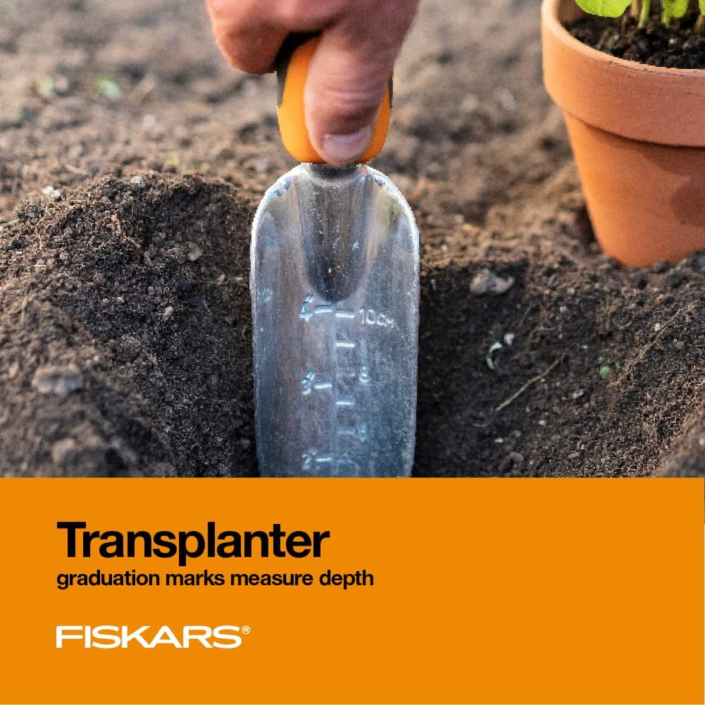 Fiskars 3-Piece Garden Hand Tools Set w/Trowel, Transplanter & Cultivator