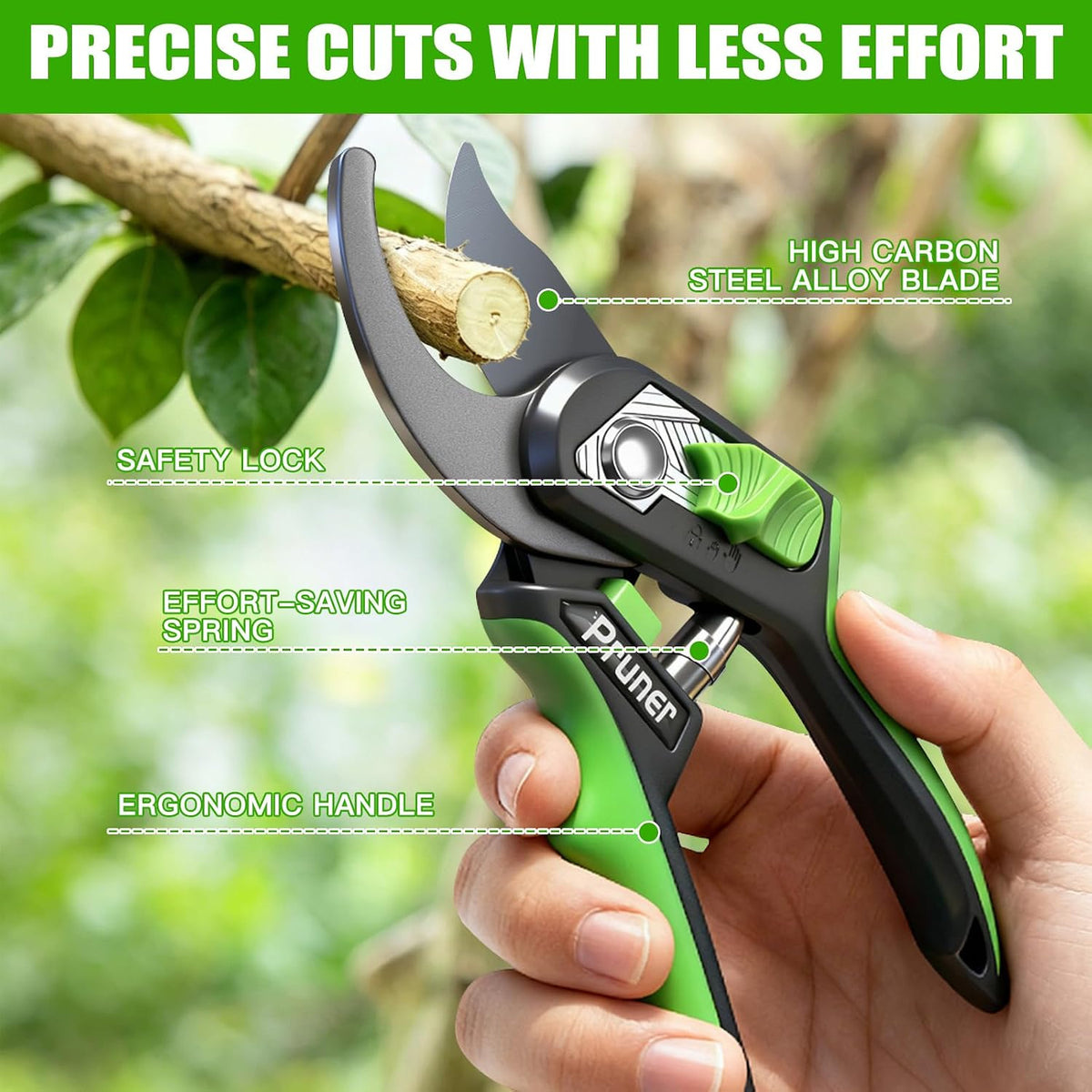AIRAJ 8" Bypass Garden Shears,1.57”Cut Garden Scissors Pruning Shears Tools