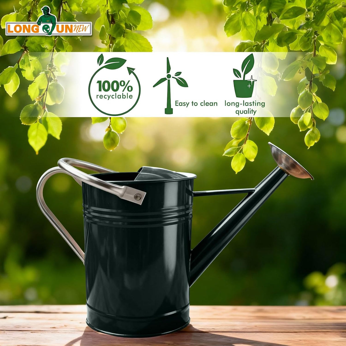Galvanized Iron Watering Can for Indoor Plants, DIY Watering Cans for House Plant Garden Flower, Long Spout Water Can for Outdoor Watering Plants 6.44L 1.7Gallon (Dark Green)