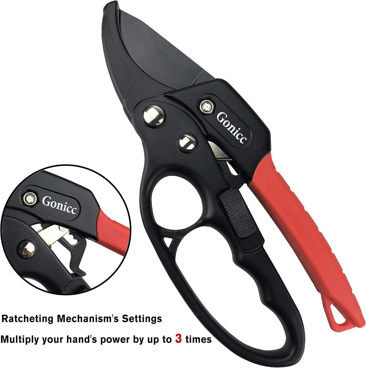 gonicc 8" Professional Ratchet Anvil Pruning Shears (GPPS-1011)