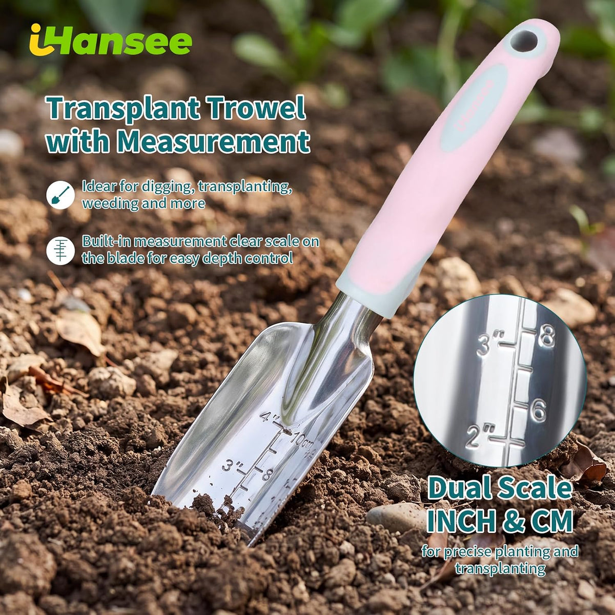 Pink Garden Tool Sets 4-Piece, Aluminum Gardening Hand Tool Kit