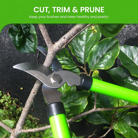 GARDEN GURU Bypass Loppers Tree Trimmer Clipper – Compact 15 inch High Carbon Steel Blade Gardening Loppers Pruning Shear - Comfort Grip Handles – Heavy Duty Branch Cutter – Cut Thick Branches w Ease
