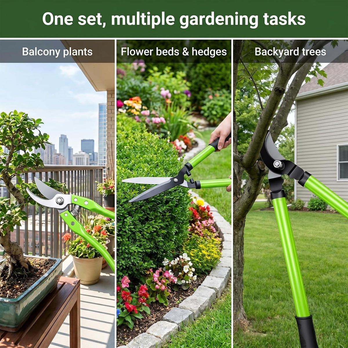 3-Piece Garden Pruning Tool Set, Lopper, Hedge Shears & Pruning Shears