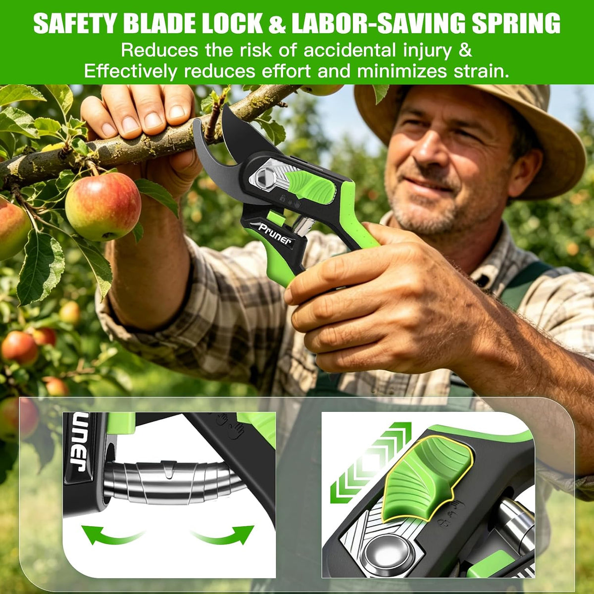 AIRAJ 8" Bypass Garden Shears,1.57”Cut Garden Scissors Pruning Shears Tools