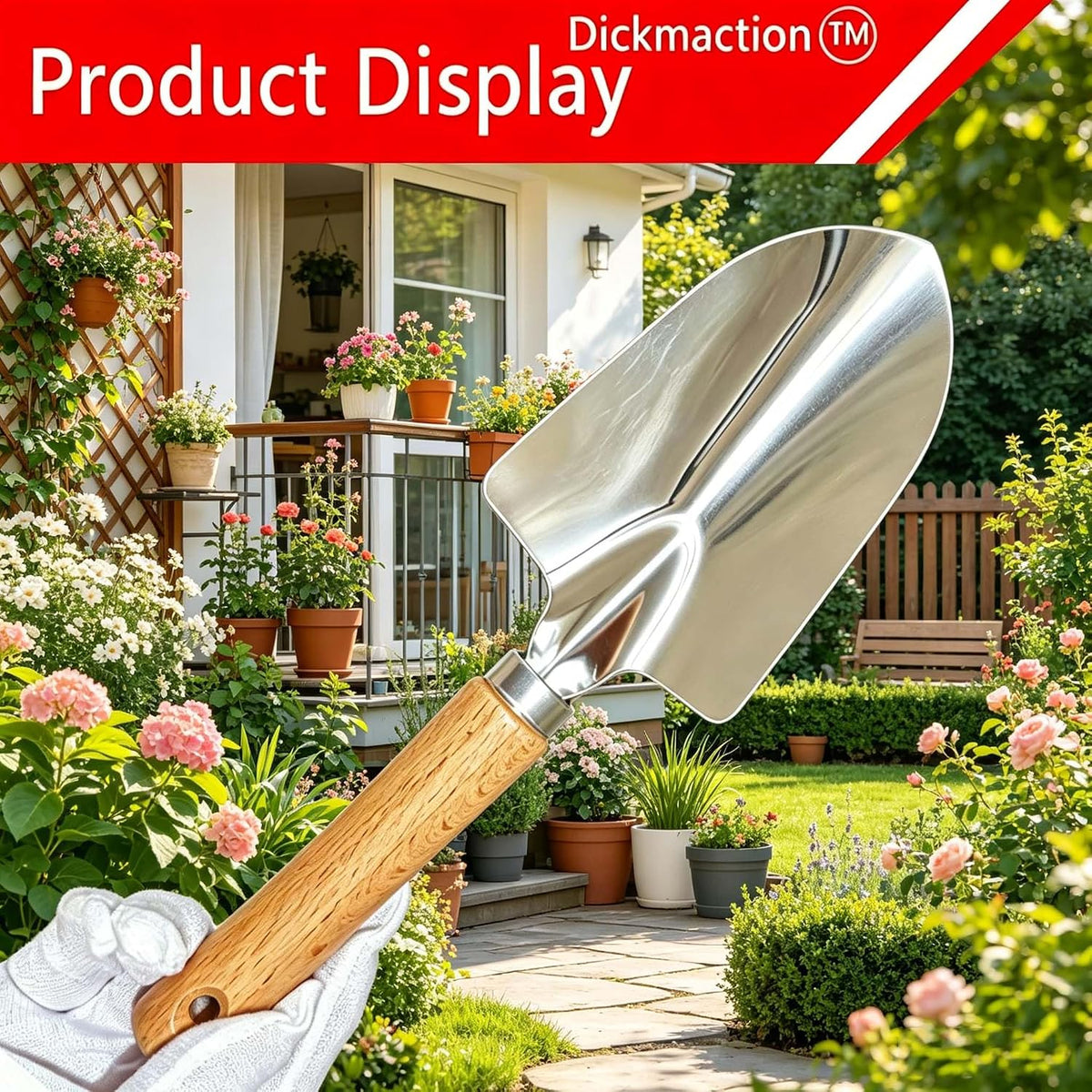 2 Pack Stainless Steel Garden Trowel Set with Marks for Digging Planting