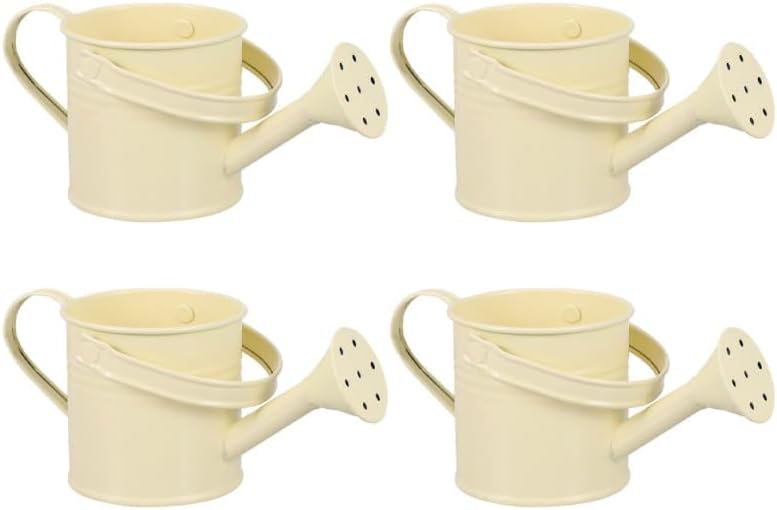 KALLORY 4Pcs Beige Metal Watering Can Set, Small Indoor Plant Watering Can