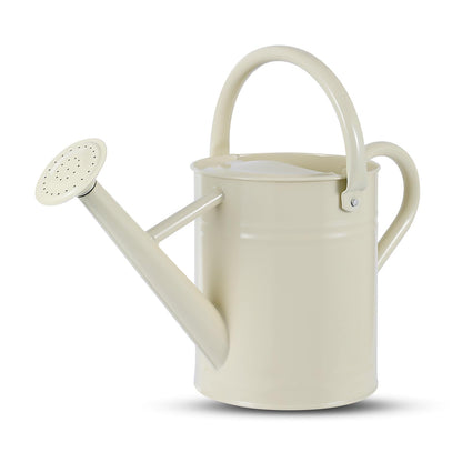 1 Gallon Watering Can for Plants, Watering Cans for Indoor&Outdoor Gardening, Galvanized Steel Watering Pot with Removable Spout, Metal Water Can with Ergonomic Movable Handle(White)