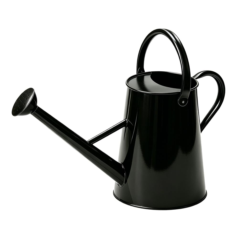 1.5 Gallon Metal Watering Can for Outdoor Plants, Large Watering Can, Black