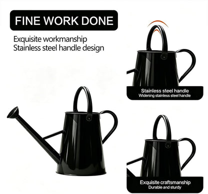 1.5 Gallon Metal Watering Can for Outdoor Plants, Large Watering Can, Black