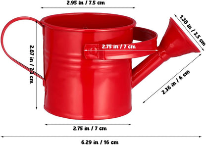 Kids Watering Can Metal Small Watering Can for Indoor Plants, Iron Mini Water Bottle for Garden Yarde Home Plants Flower Bonsai Pots (Red and Light, 2PCS)