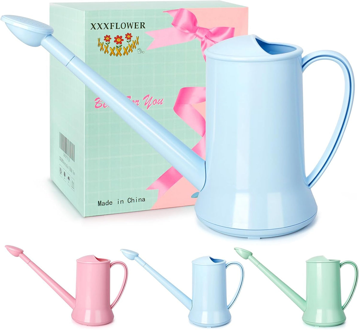 XXXFLOWER 1/2 Gallon Indoor Plant Watering Can Blue 67oz