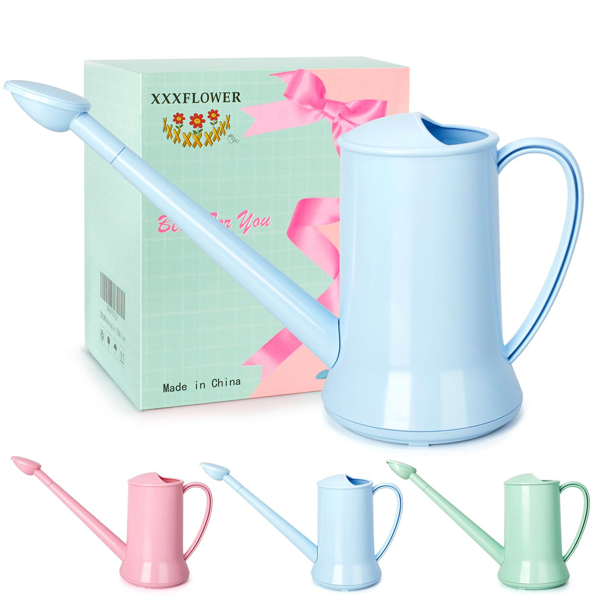 XXXFLOWER 1/2 Gallon Indoor Plant Watering Can Blue 67oz