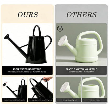 1.5 Gallon Metal Watering Can for Outdoor Plants, Large Watering Can, Black
