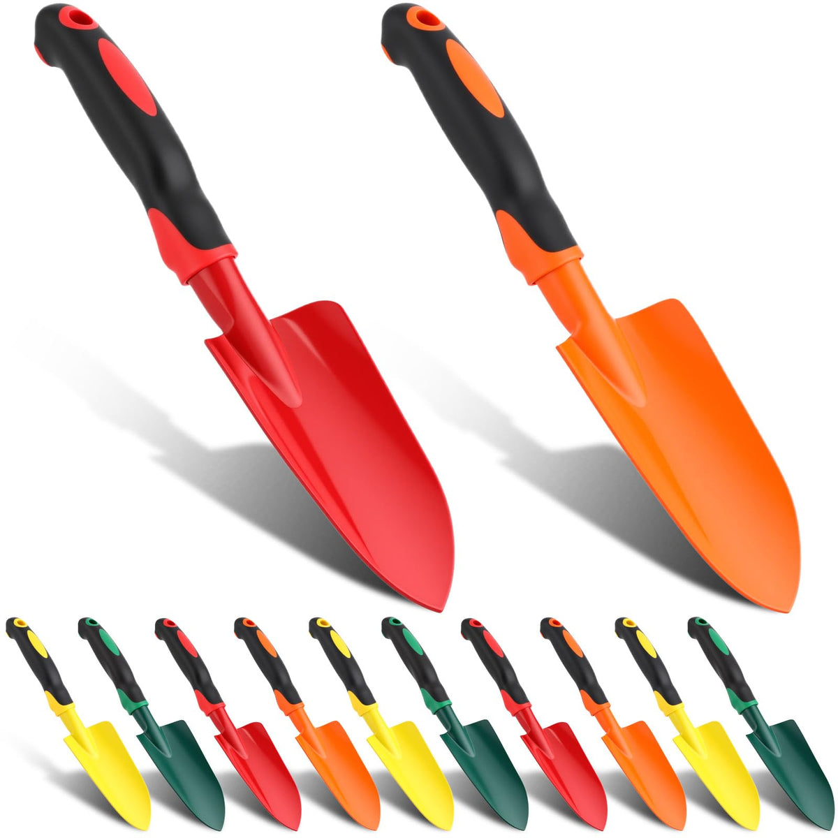 Product Image Yaocom Garden Shovel Aluminum Alloy Heavy Duty Trowel Garden Tool Small Shovels for Digging Metal Hand Trowel Spade with Soft TPR Handle for Lawn Yard Farm Home Shop Planting(12 Pcs)