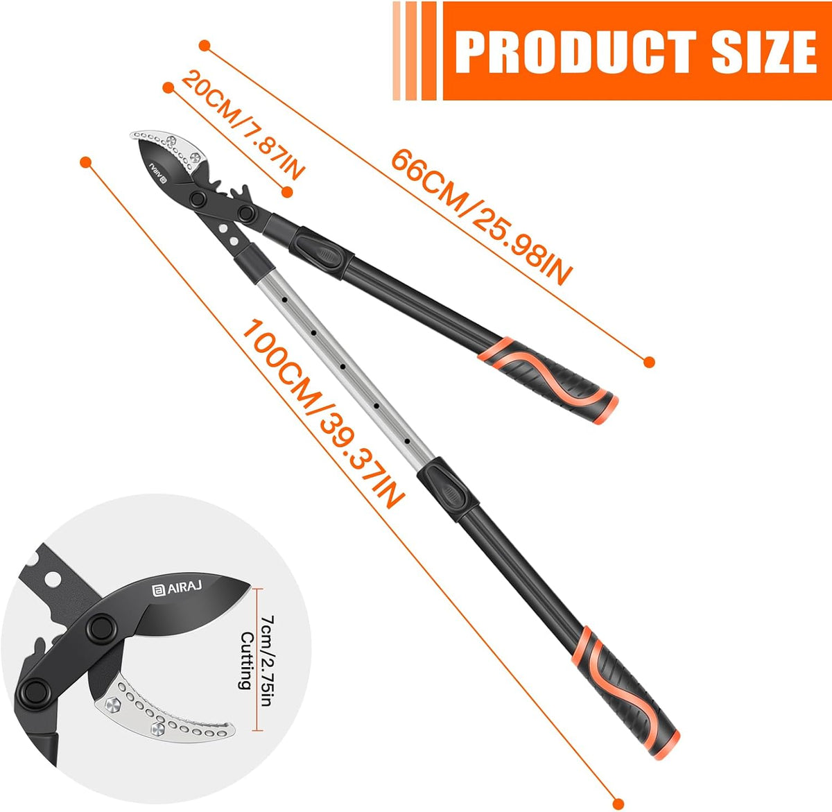 AIRAJ Anvil Loppers for Tree Trimmer Heavy Duty, 26-39'' Tree Branch Cutter