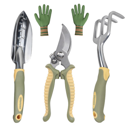 Pink Garden Tool Sets 4-Piece, Aluminum Gardening Hand Tool Kit