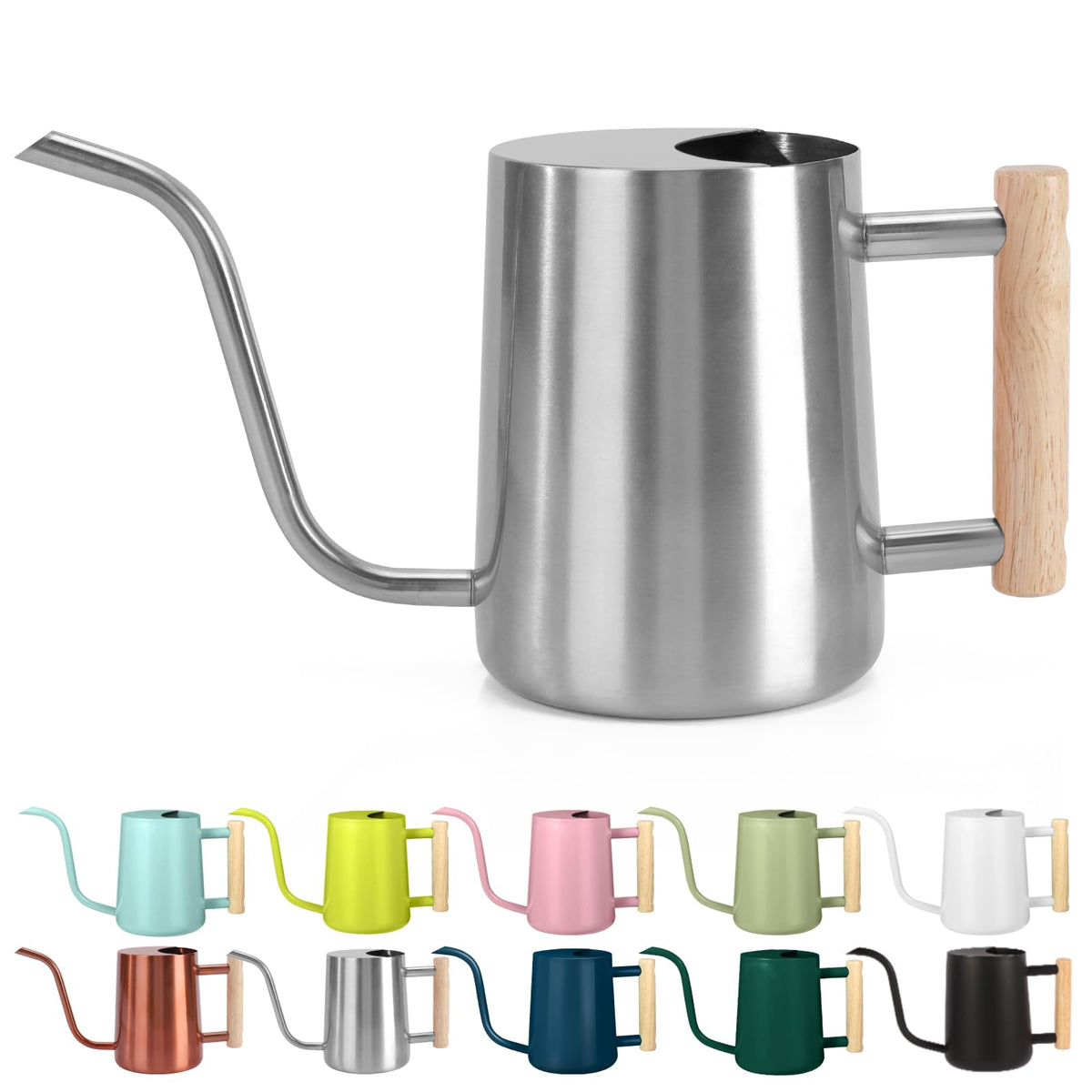 Watering Can Indoor Plants, 35oz Small Indoor Stainless Steel Metal Watering Can Modern Decorative Watering Pot with Long Spout for Indoor House Plant Bonsai Garden Flowers (Sage Green)