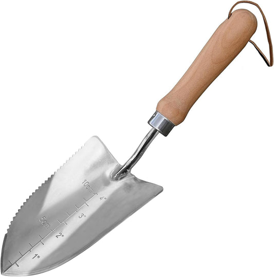GREBSTK Gardening Serrated Shovels Stainless Steel Transplanter Garden Trowel Depth Marker Measurements Shovel Weeding Tool