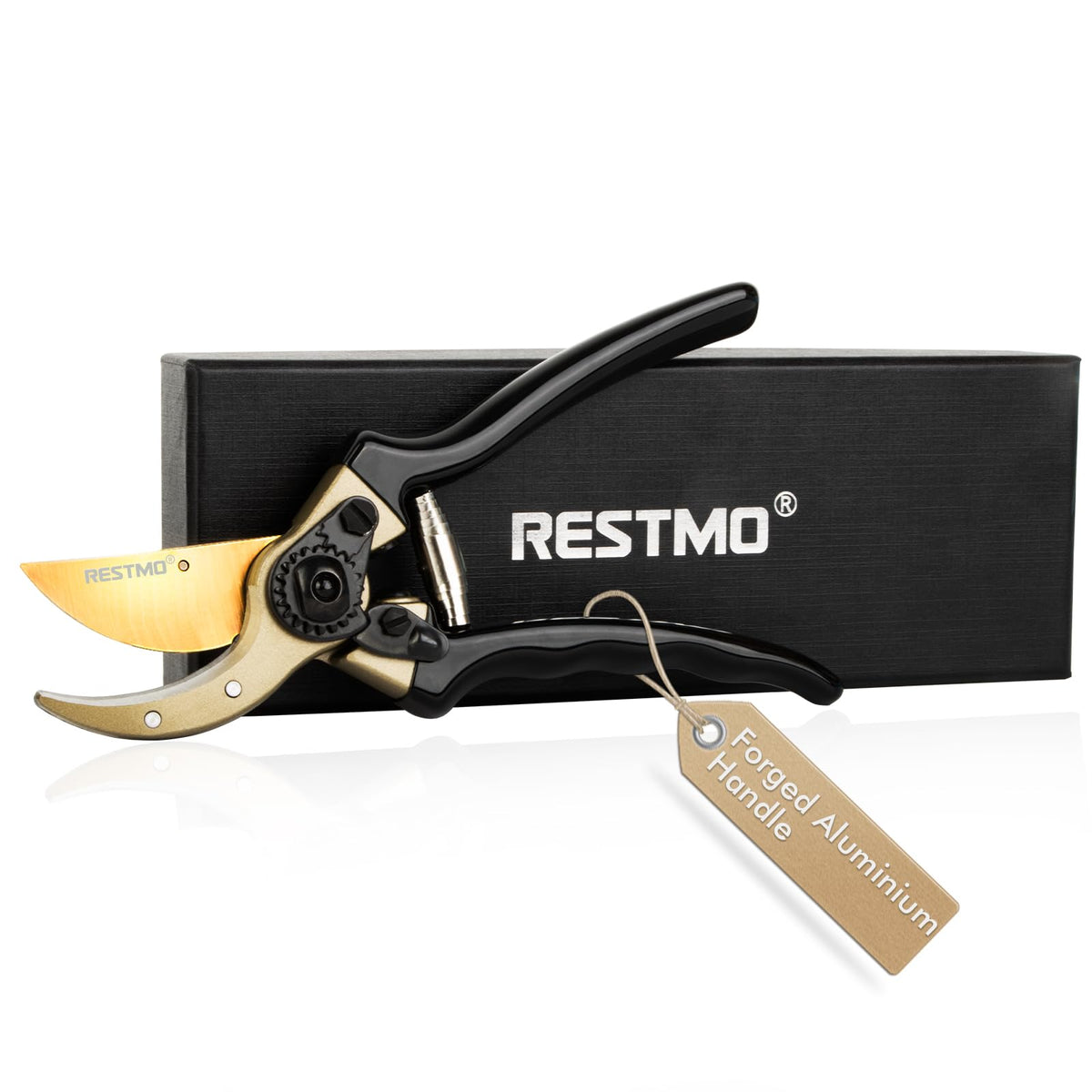 RESTMO Gardening Tools Set, 3-in-1, Carbon Steel, Wooden Handle, Brown