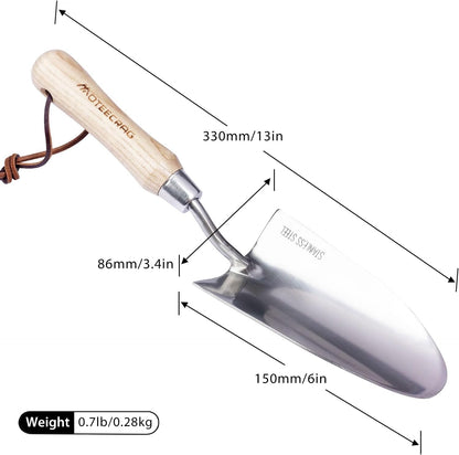 Heavy Duty Garden Trowel Stainless Steel Hand Shovel with Comfortable Grip Wood Handle for Digging, Weeding and Transplanting