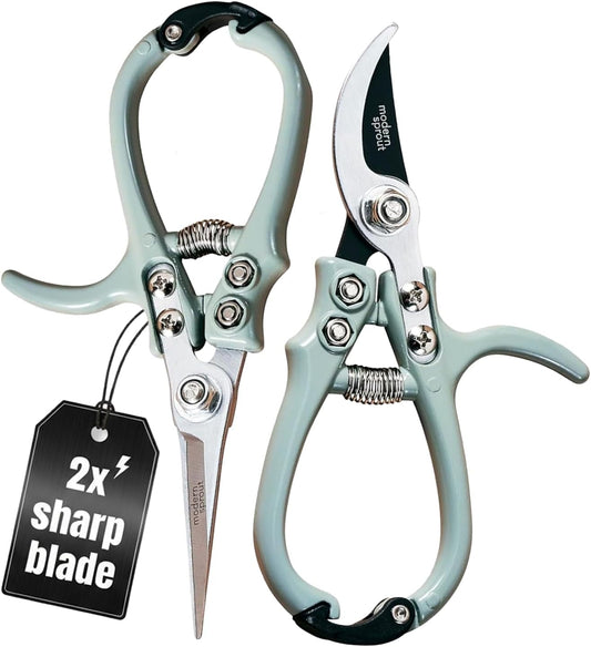 Modern Sprout Hand Pruners+Shears Set w/Blister - Gardening Tools - Sage
