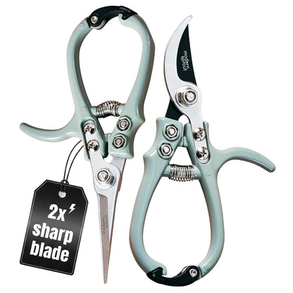 Modern Sprout Hand Pruners+Shears Set w/Blister - Gardening Tools - Sage