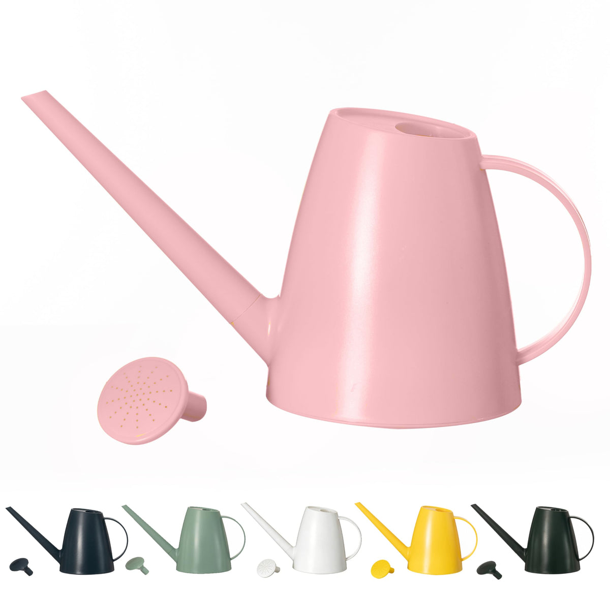 Modern 1.8 Liter Plastic Watering Can with Detachable Spout and Sprinkler Head, Designed for Controlled Pouring and Easy Handling, White
