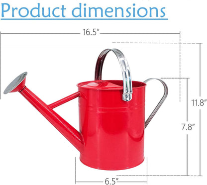 Metal Watering Can 1 Gallon for Indoor and Outdoor Plants Red