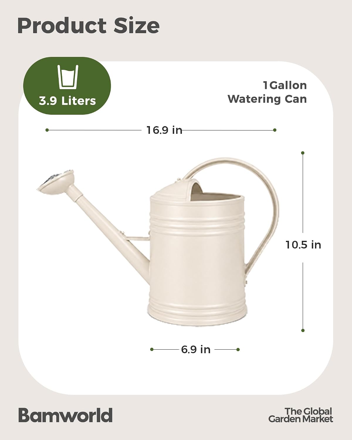 Bamworld 1 Gallon Watering Can Outdoor Indoor Plants Plastic Lightweight